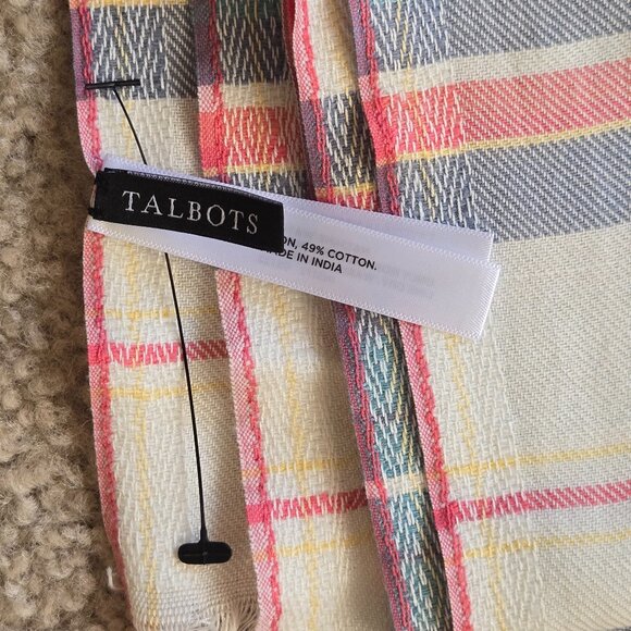 NWT Talbots pastel plaid scarf cotton/rayon - Picture 3 of 7